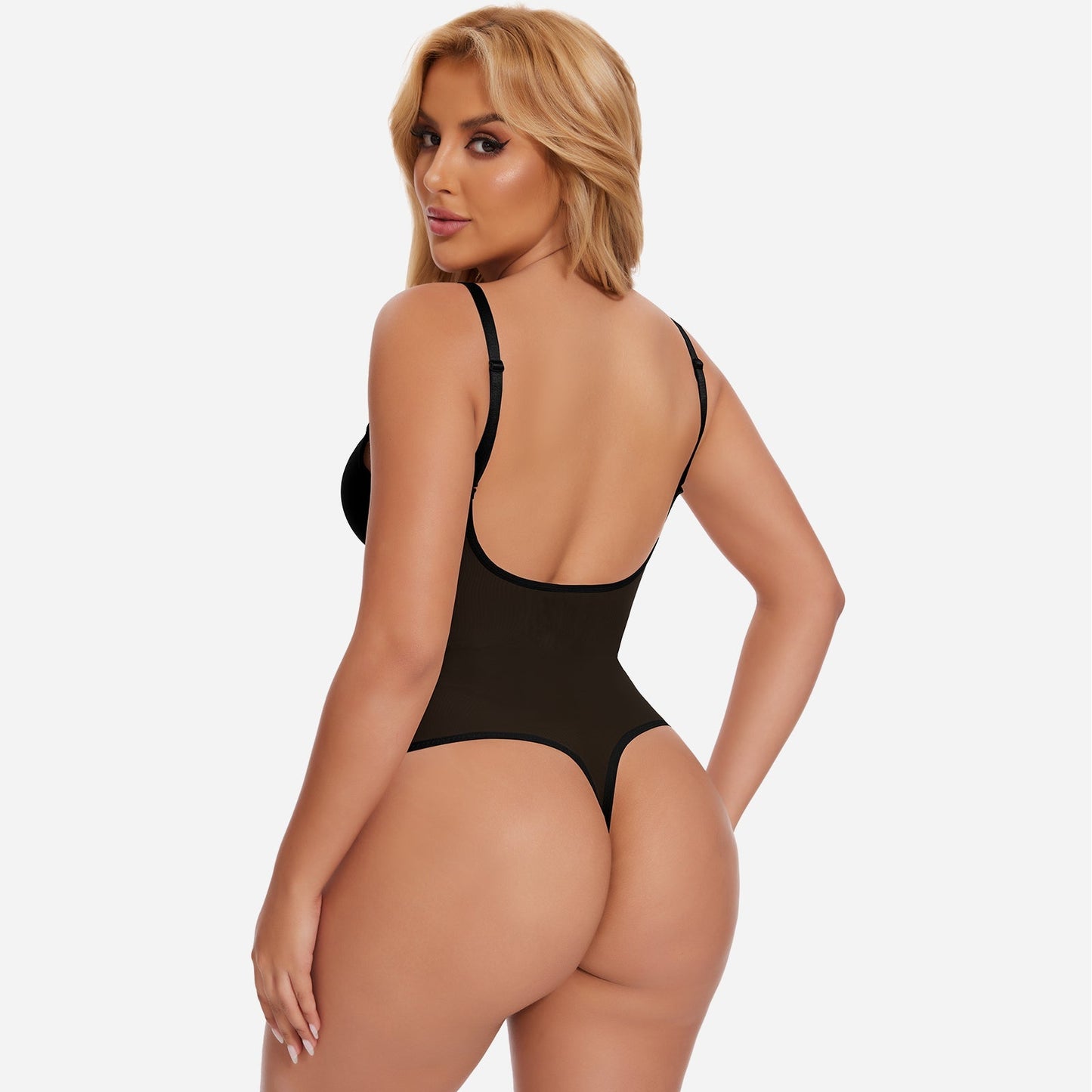 NOIRA – U-Plunge Rugloze Shapewear String Body - LivingCurves Beige / S