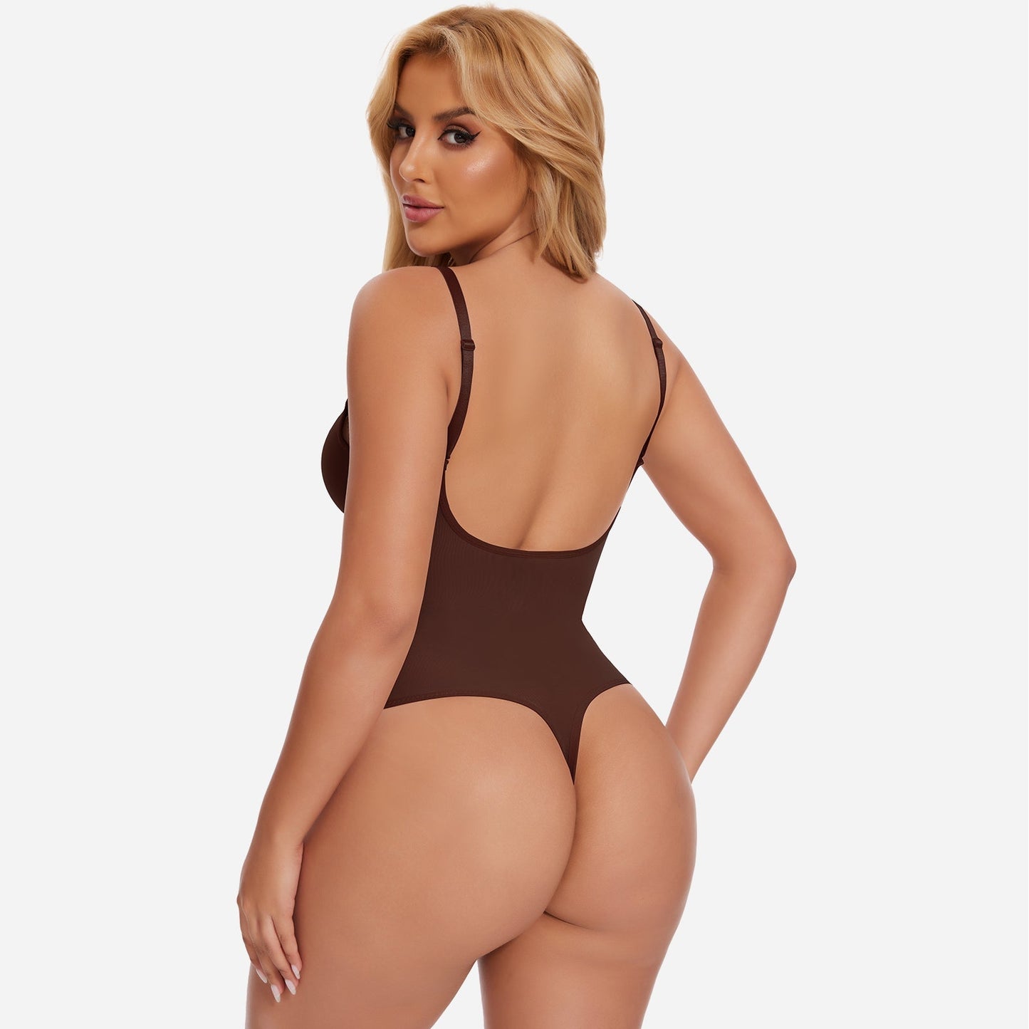 NOIRA – U-Plunge Rugloze Shapewear String Body - LivingCurves Beige / S