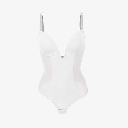 NOIRA – U-Plunge Rugloze Shapewear String Body - LivingCurves Wit / S