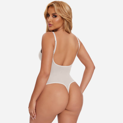 NOIRA – U-Plunge Rugloze Shapewear String Body - LivingCurves Beige / S
