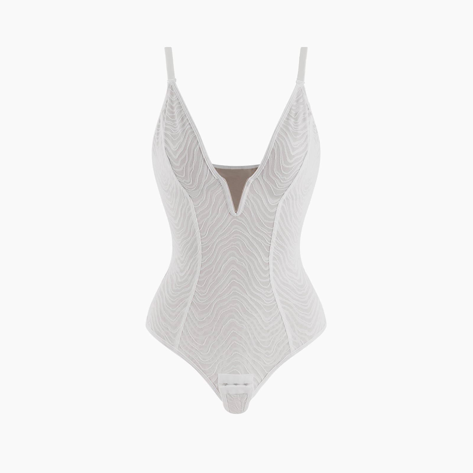 ZYNEA – Deep V Kant Shapewear String Body - LivingCurves Wit / S