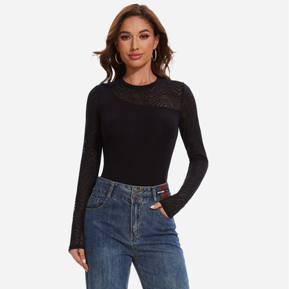 MYARA – Elegante Bodysuit met Lange Mouw - LivingCurves Wit / S