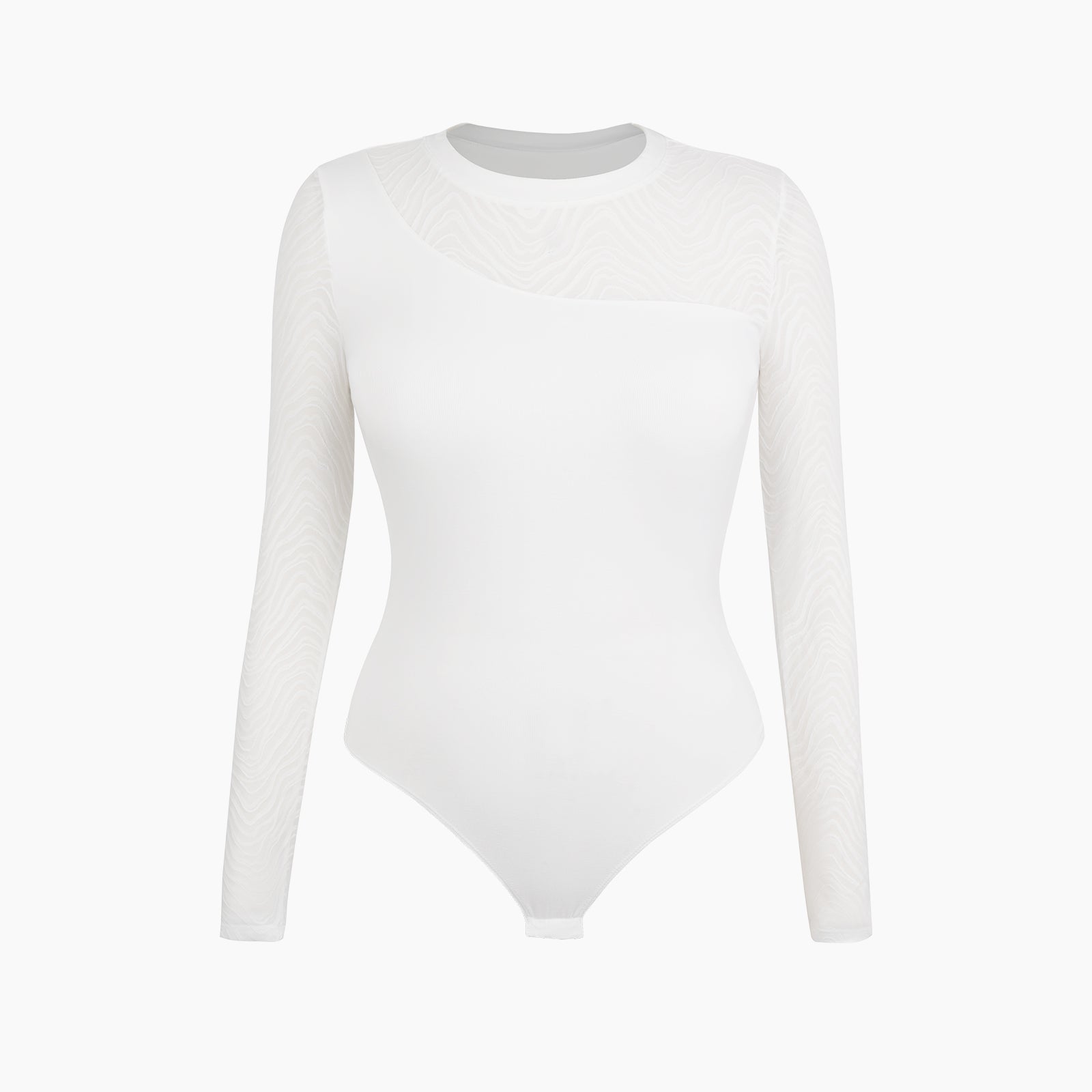 MYARA – Elegante Bodysuit met Lange Mouw - LivingCurves Wit / S