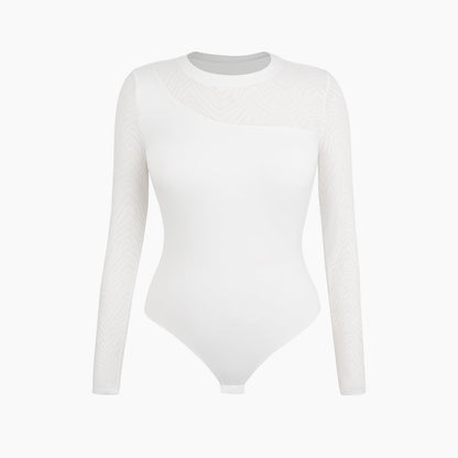 MYARA – Elegante Bodysuit met Lange Mouw - LivingCurves Wit / S