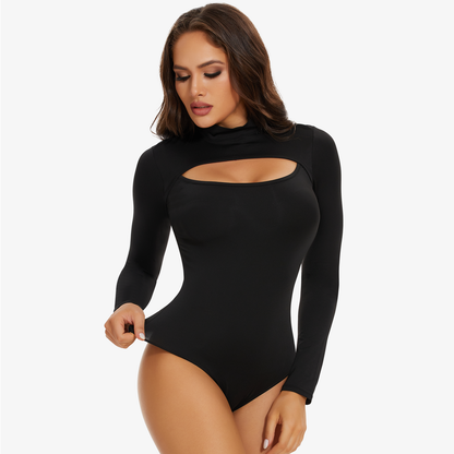 LUNOR – Herfst Bodysuit met Cutout en Lange Mouw - LivingCurves Zwart / S