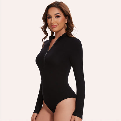 IVORA – Bodysuit met Rits en Lange Mouw - LivingCurves Zwart / S