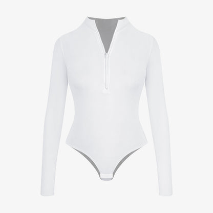 IVORA – Bodysuit met Rits en Lange Mouw - LivingCurves Wit / S