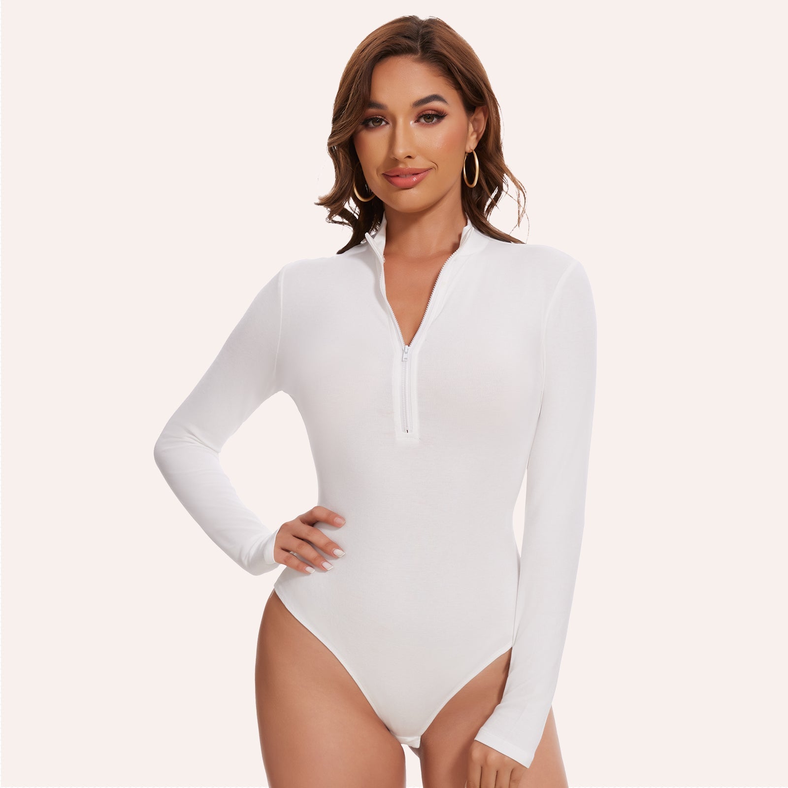 IVORA – Bodysuit met Rits en Lange Mouw - LivingCurves Zwart / S