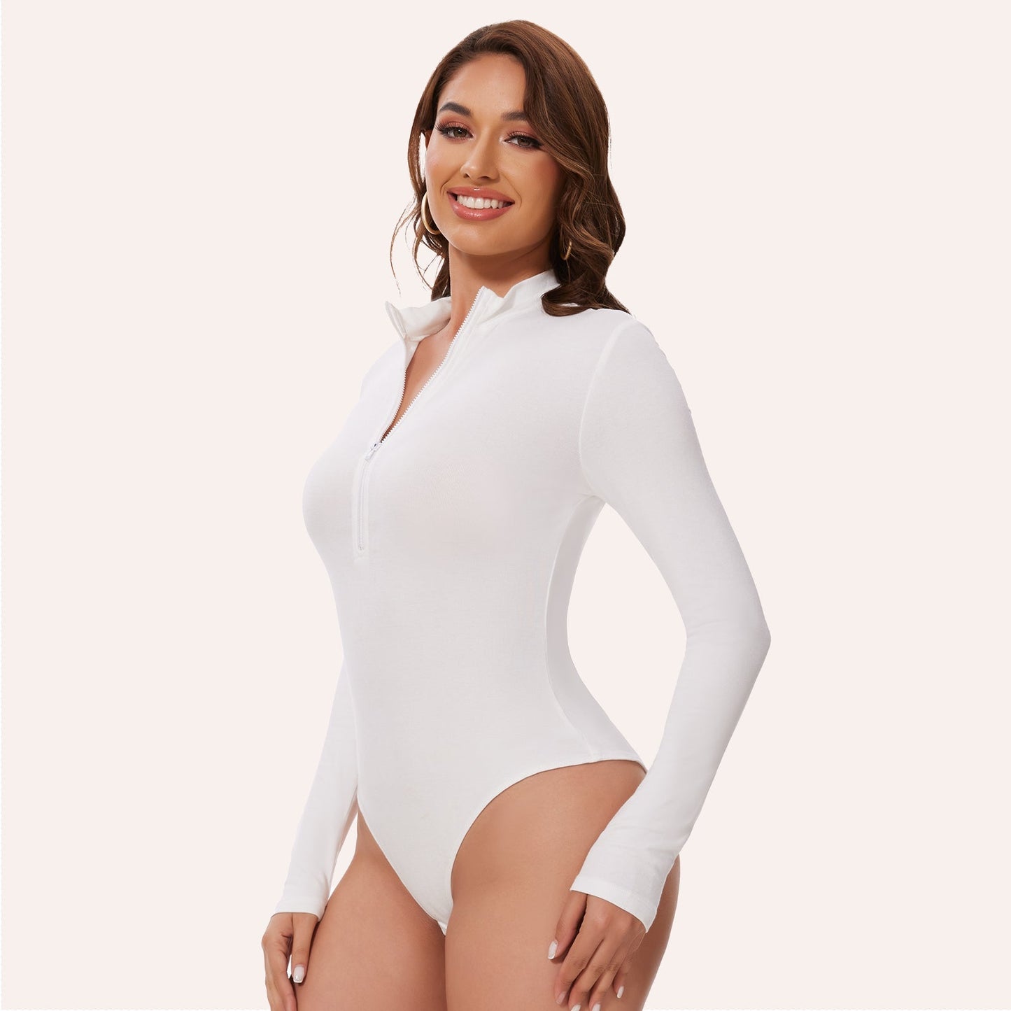 IVORA – Bodysuit met Rits en Lange Mouw - LivingCurves Zwart / S