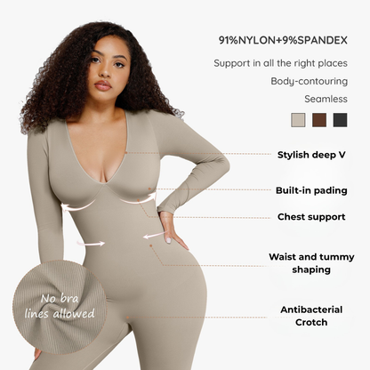 IORAH – Naadloze Slimming V Catsuit - LivingCurves Bruin / XS/S