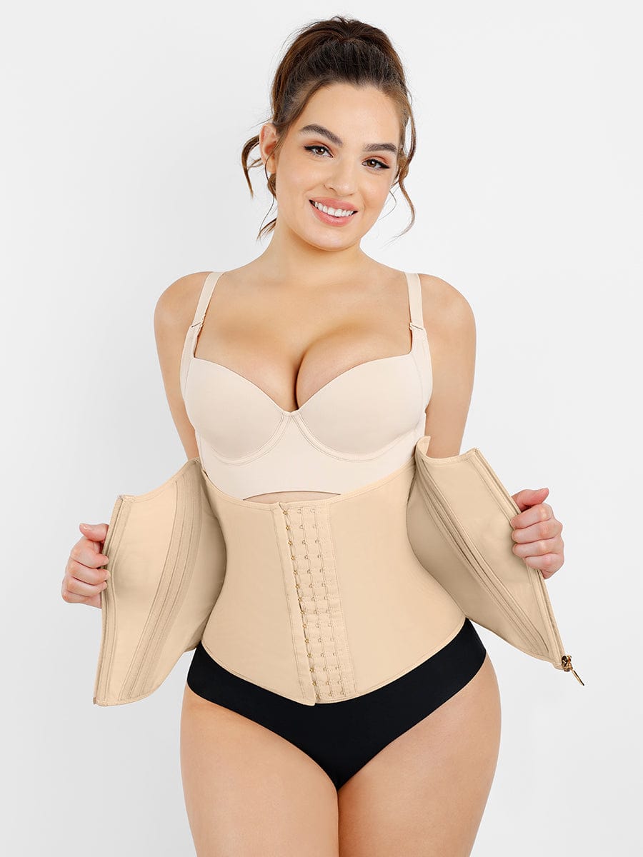 AVA – Korset met Rits & Steun - LivingCurves Waist Trainer Beige / XXS