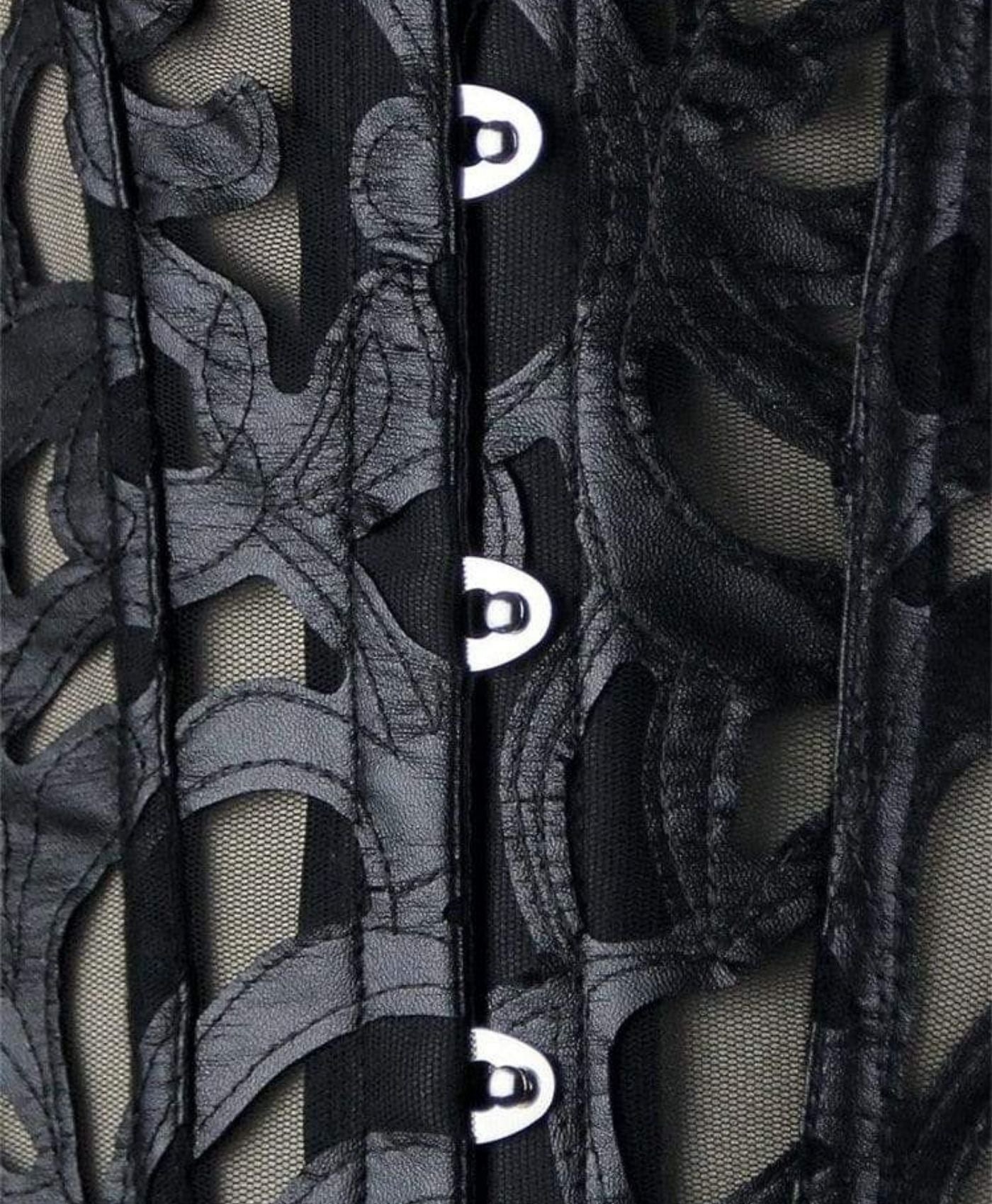 Élise Geborduurd Mesh Korset – Romantisch Geborduurd Lingerie Korset