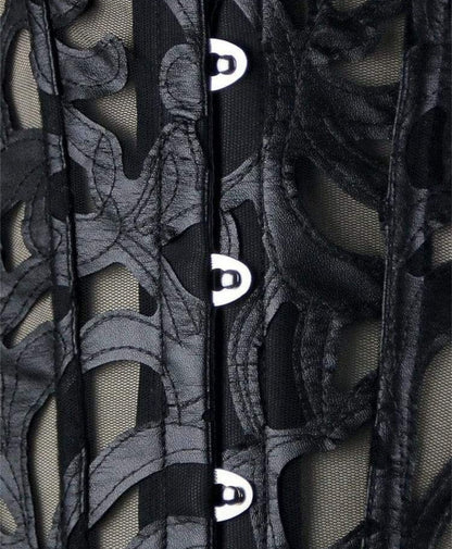 Élise Geborduurd Mesh Korset – Romantisch Geborduurd Lingerie Korset