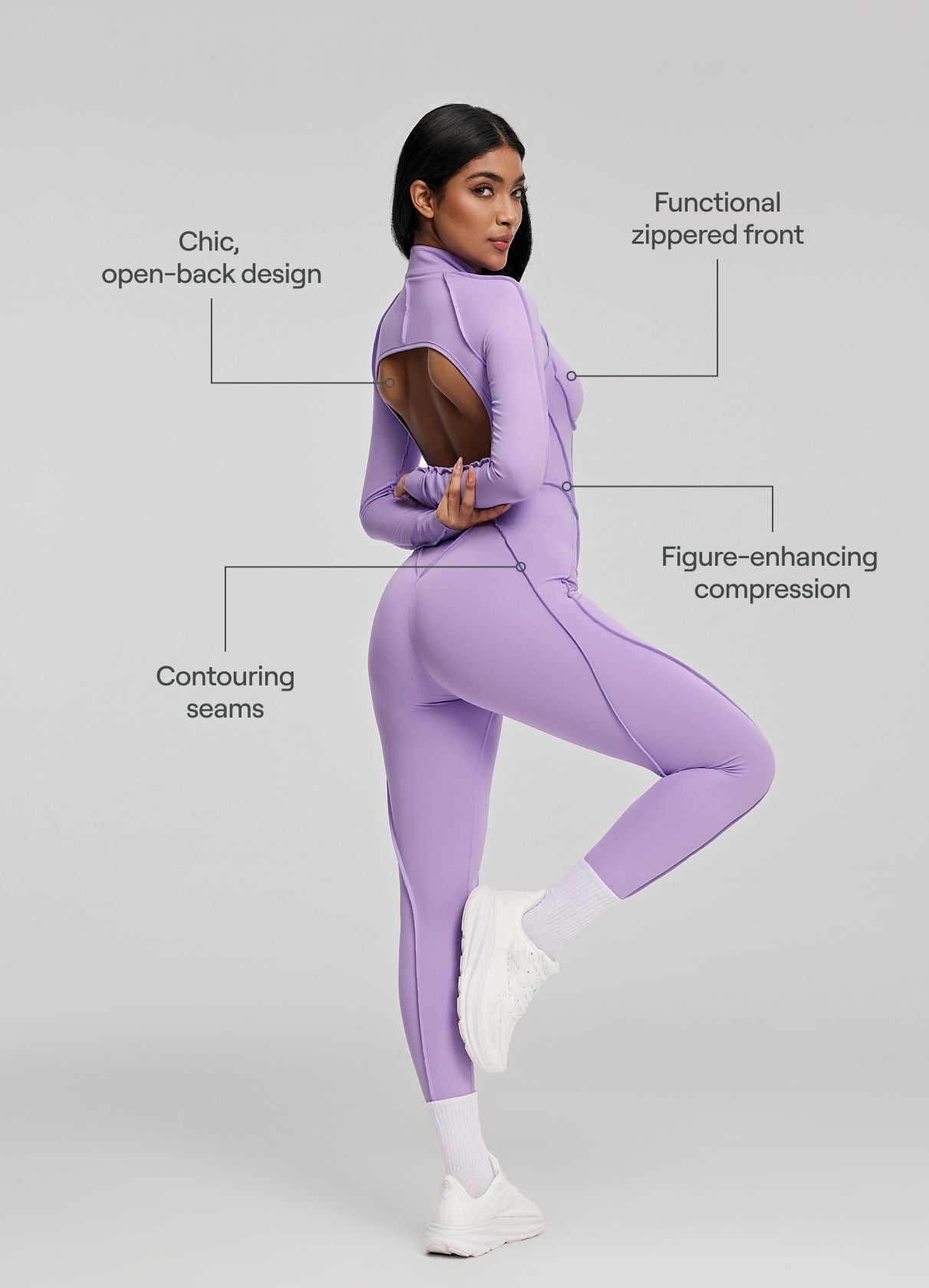 VALI – Strappy Peekaboo Catsuit - LivingCurves Bodysuit Lavender / XS