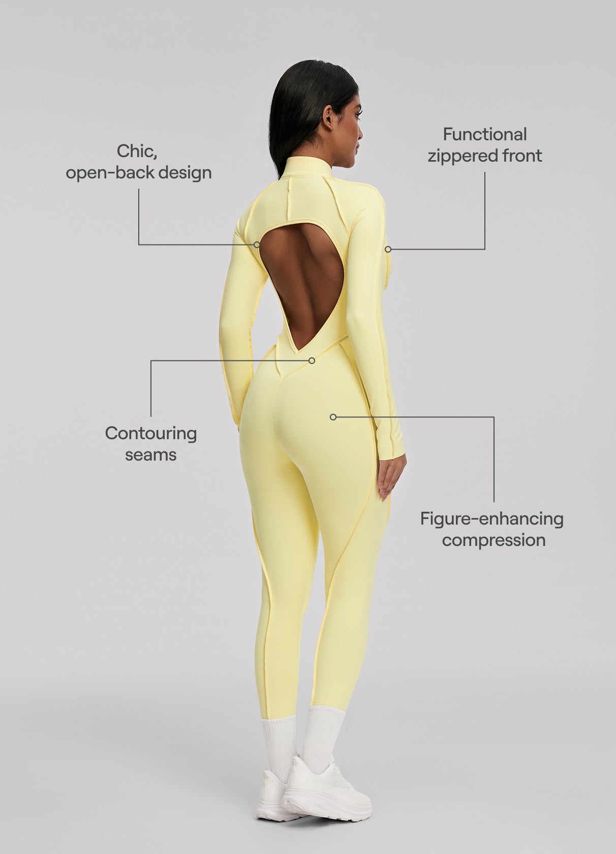 ZAYA – Two-Tone Shaping Catsuit - LivingCurves Bodysuit Lemon Meringue / XS