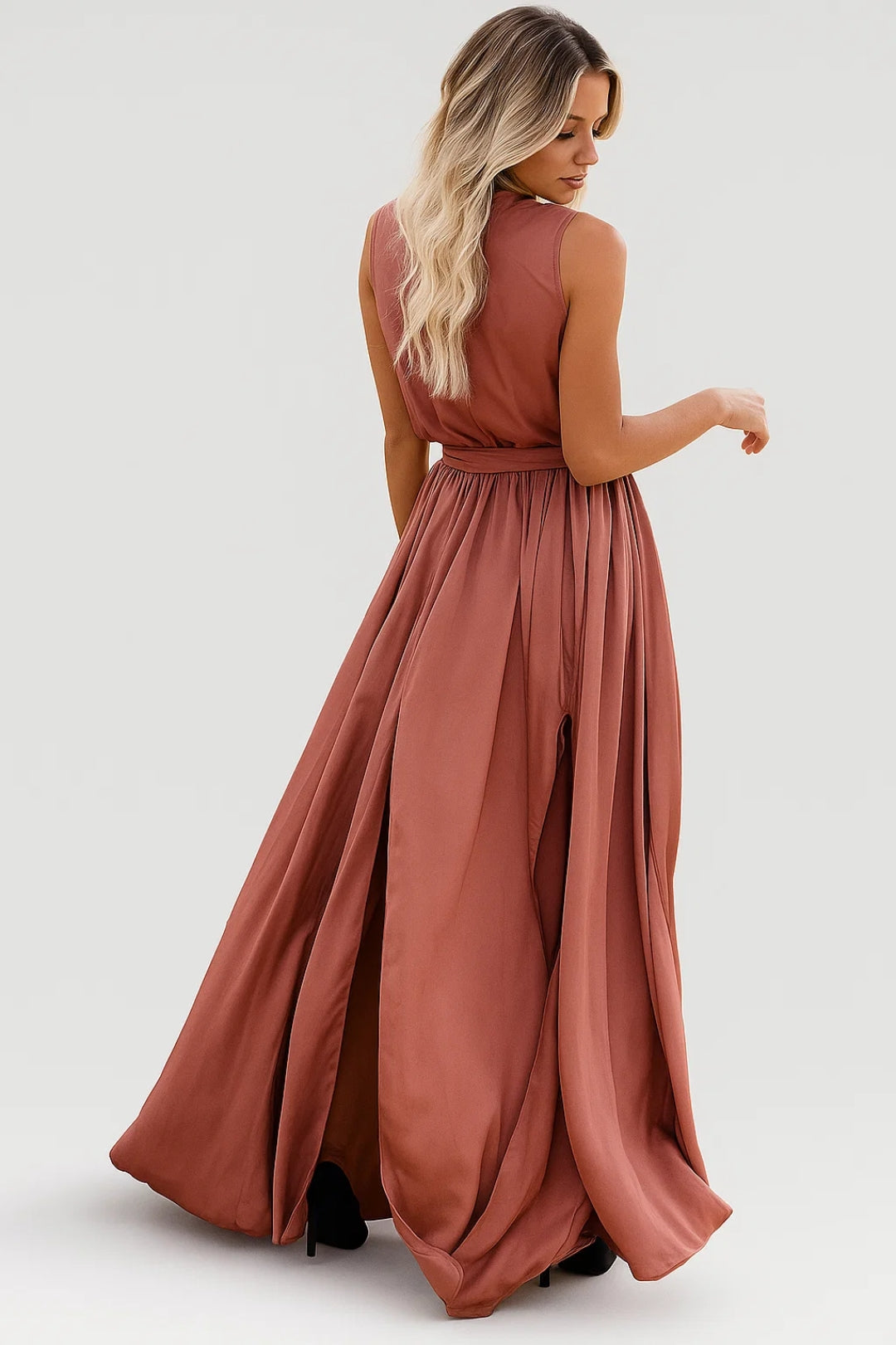 Midi Jurk Hoge Hals – Plooi Zomerjurk Dames