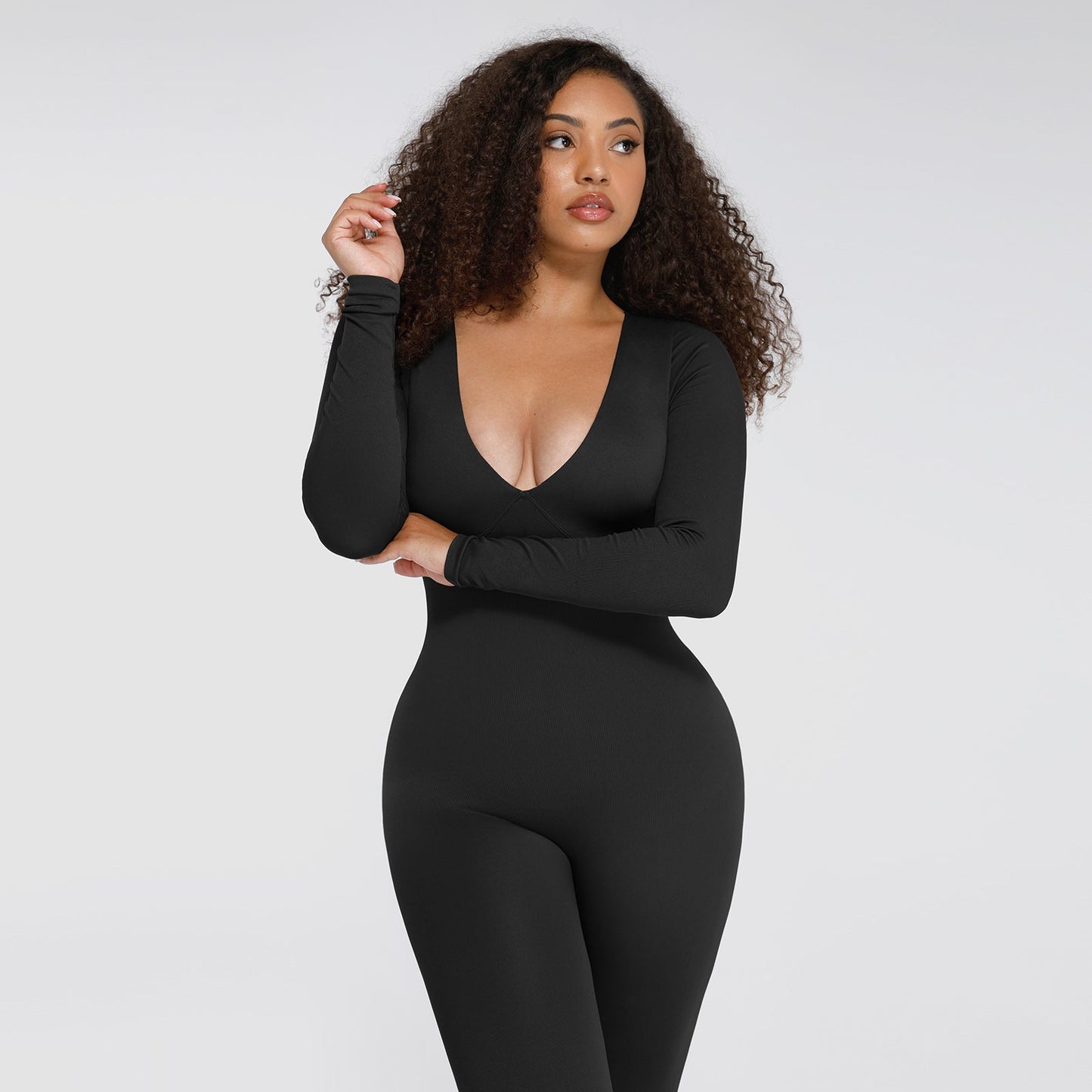 IORAH – Naadloze Slimming V Catsuit - LivingCurves Zwart / XS/S