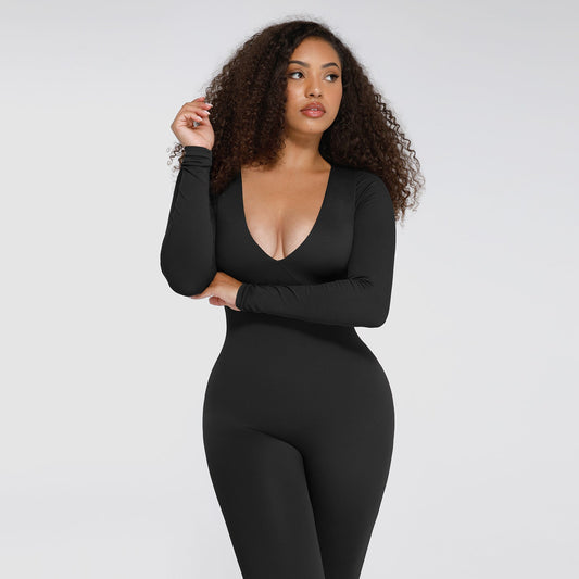 IORAH – Naadloze Slimming V Catsuit - LivingCurves Zwart / XS/S