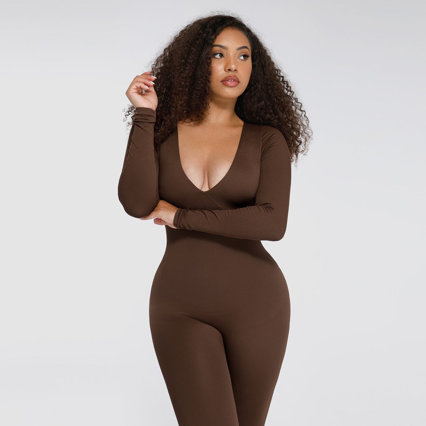 IORAH – Naadloze Slimming V Catsuit - LivingCurves Bruin / XS/S