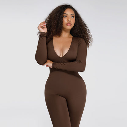 IORAH – Naadloze Slimming V Catsuit - LivingCurves Bruin / XS/S