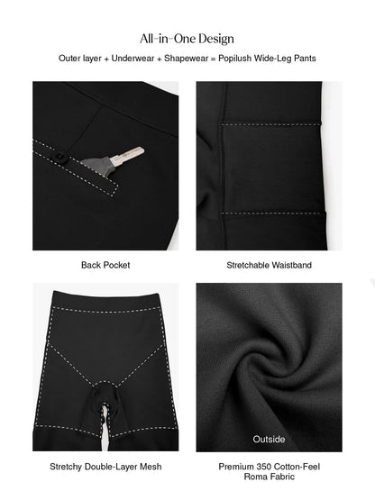 SELENE – Shaping Ponte Wide-Leg Pants - LivingCurves Business Casual Pants Zwart / XS