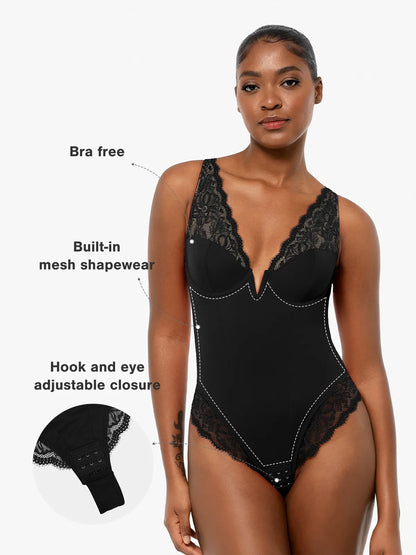 ALYA – Lace Hourglass Bodysuit - LivingCurves Sexy Tops Body Shaper Wit / XS