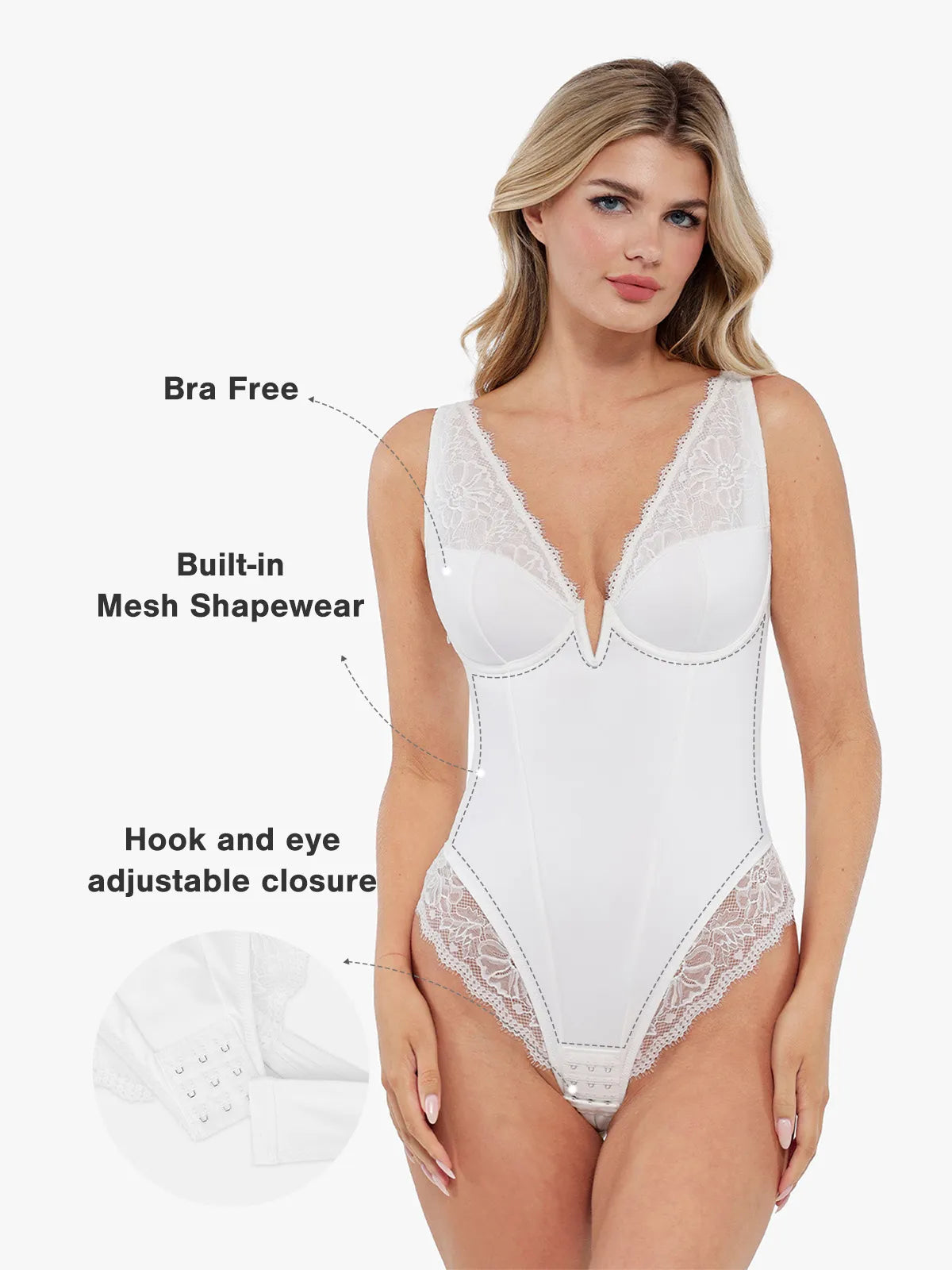 ALYA – Lace Hourglass Bodysuit - LivingCurves Sexy Tops Body Shaper Wit / XS