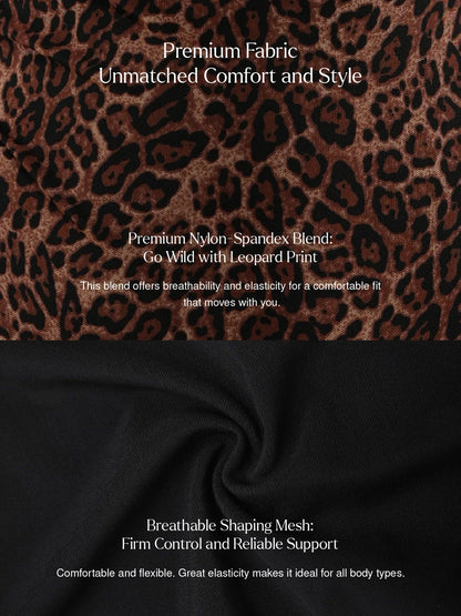 Shapewear Leopard Cowl Neck Halter Tummy Control Bodysuit - LivingCurves Leopard / XS