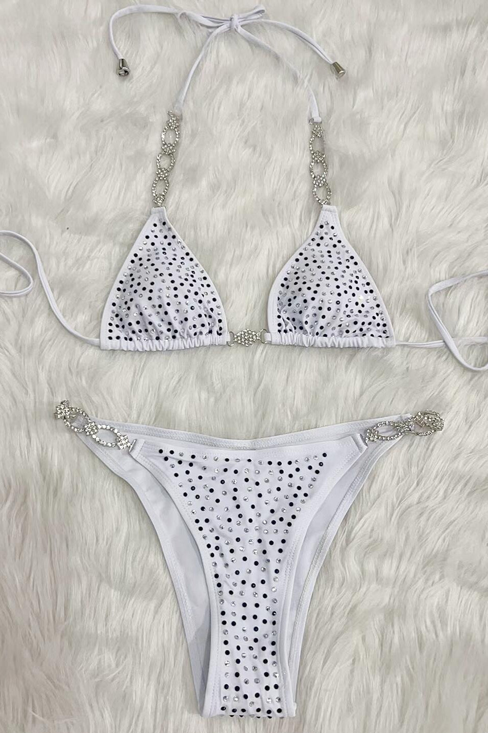 Witte Bikini Set Dames met Glitter Details