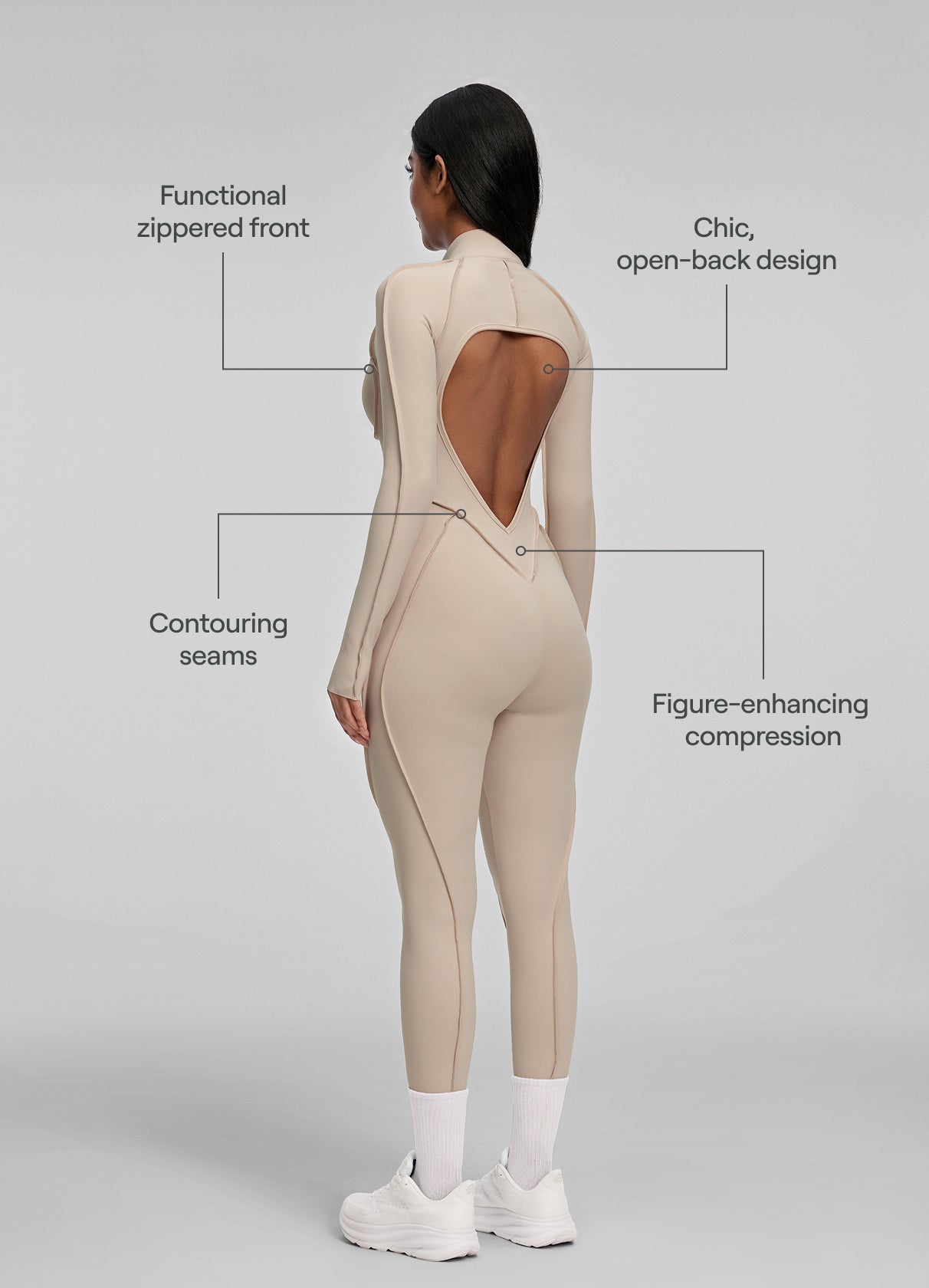SEVA – Full-Length Shaping Catsuit - LivingCurves Bodysuit Oat Milk / XS