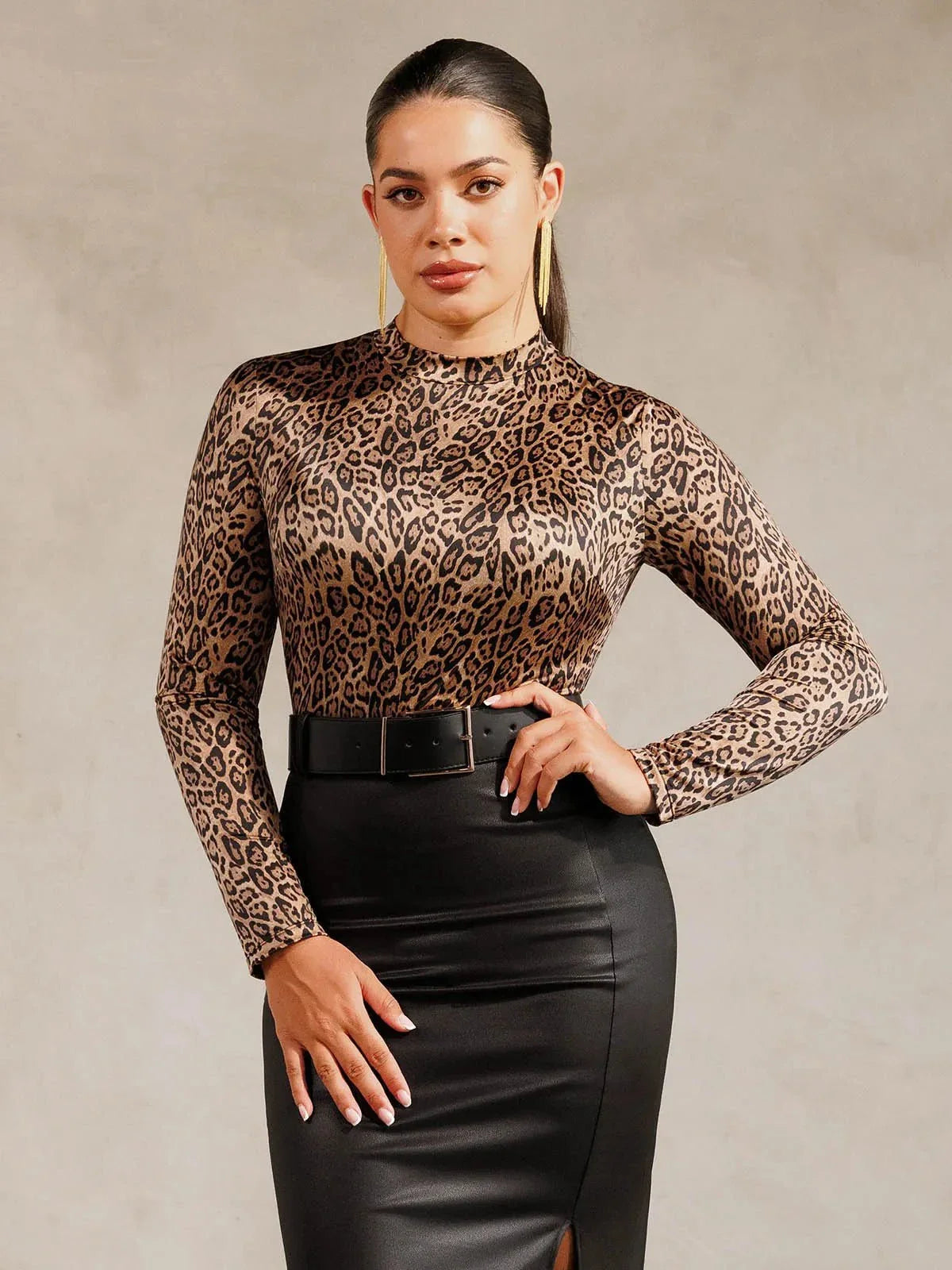 Shapewear Printed High-Waist Tummy-Control Bodysuit - LivingCurves Leopard / XS