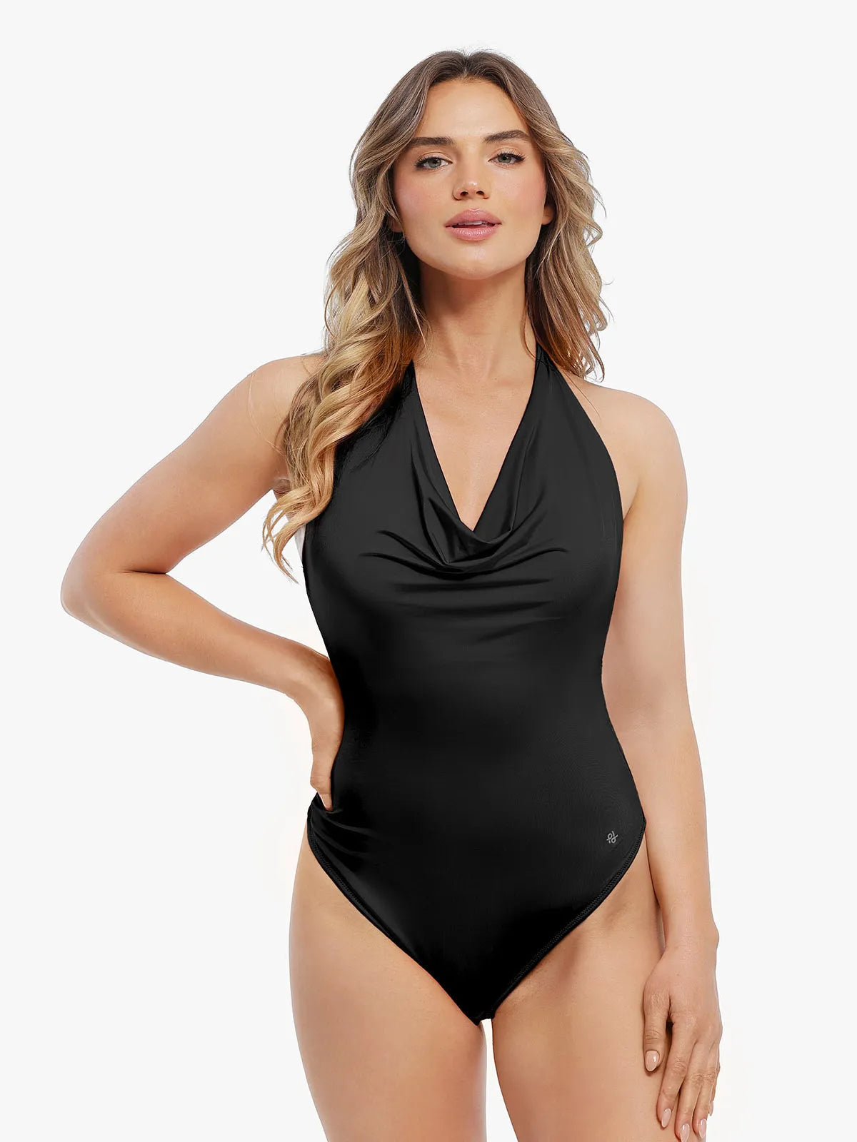 Shapewear Cowl Neck Halter Tummy Control Bodysuit - LivingCurves Pink / XS