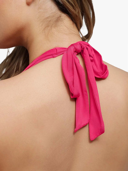 Shapewear Cowl Neck Halter Tummy Control Bodysuit - LivingCurves Pink / XS