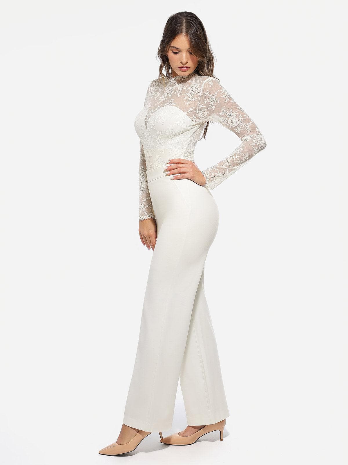 SELENE – Shaping Ponte Wide-Leg Pants - LivingCurves Business Casual Pants Zwart / XS