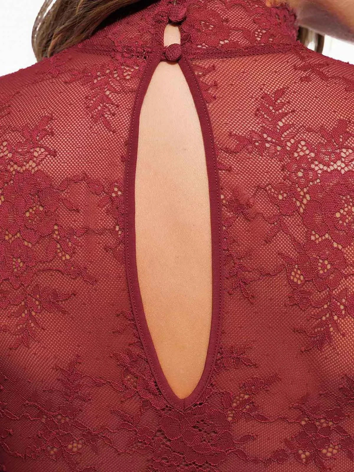 ELVIA – Lace Bodysuit met Lange Mouwen - LivingCurves Zwart / XS