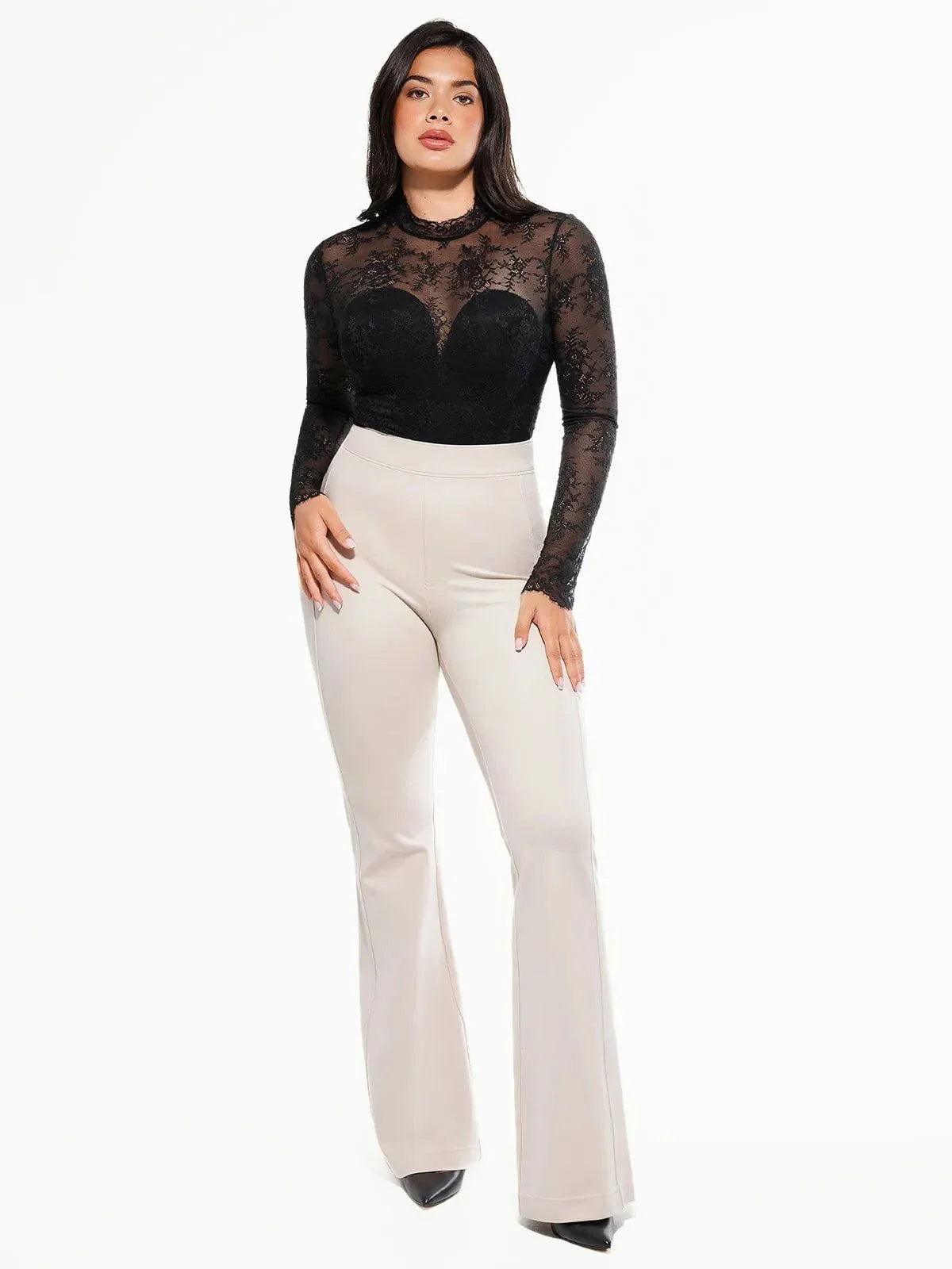 ELVIA – Lace Bodysuit met Lange Mouwen - LivingCurves Zwart / XS