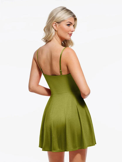 VIORA – Shaping Cowl Neck Flare Dress
