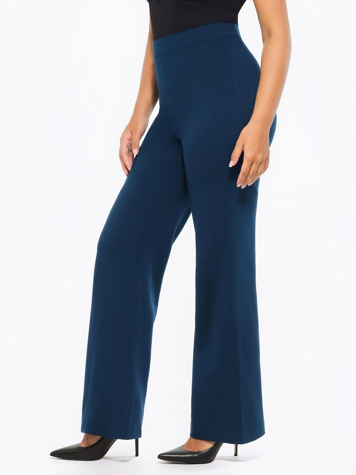 SELENE – Shaping Ponte Wide-Leg Pants - LivingCurves Business Casual Pants Zwart / XS
