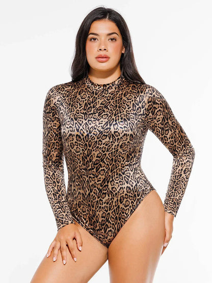 Shapewear Printed High-Waist Tummy-Control Bodysuit - LivingCurves Leopard / XS