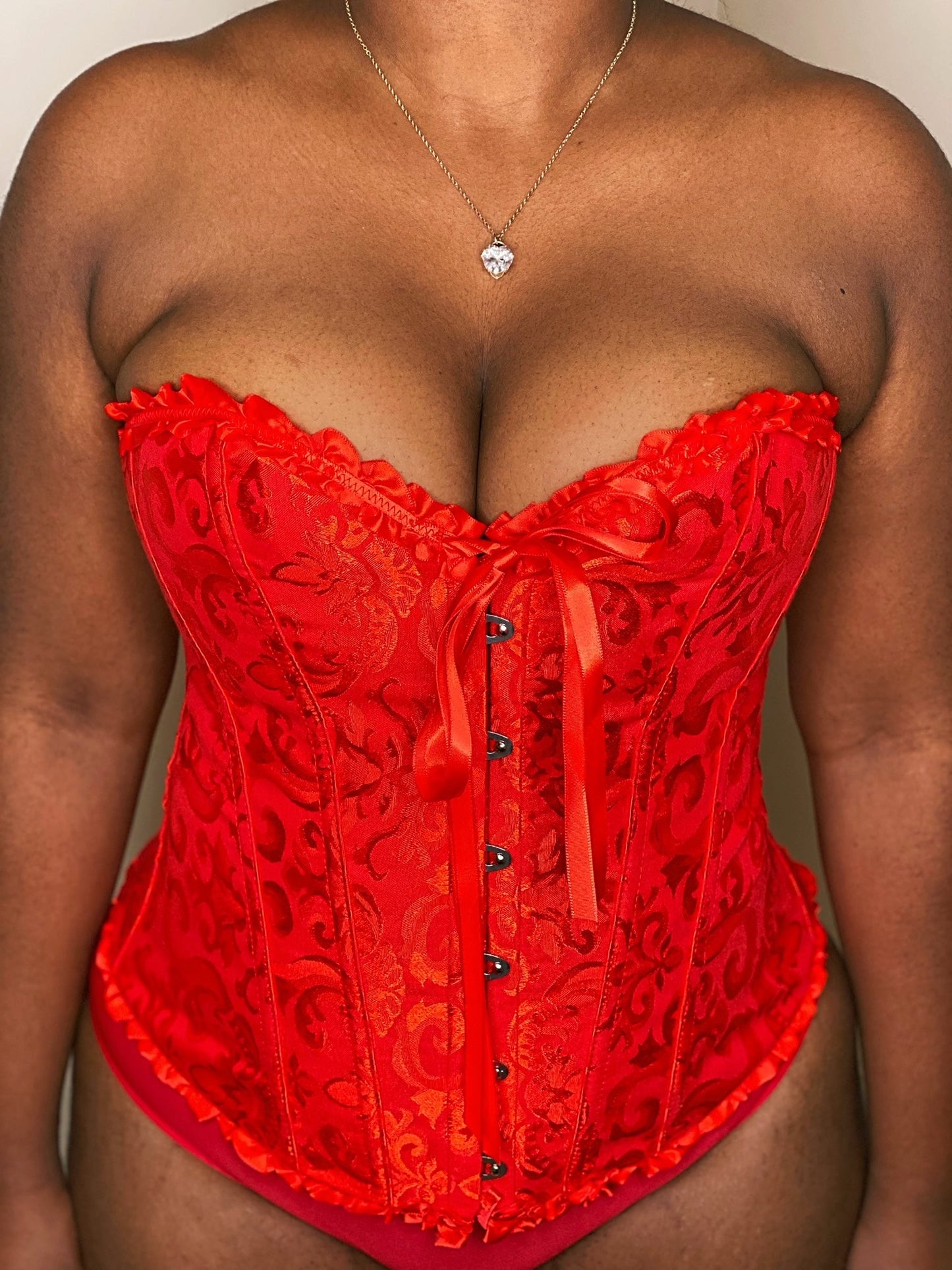 Corsets Overbust Brocade Ruffle Red & Black
