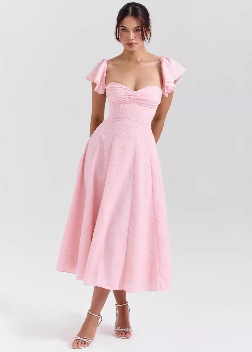 Midi Jurk Halter – Vintage Zomerjurk met Wijde Rok