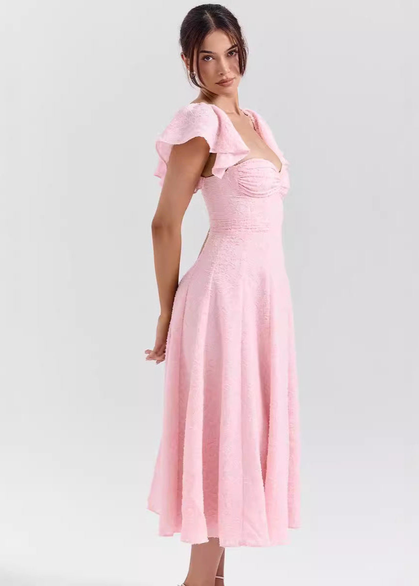 Midi Jurk Halter – Vintage Zomerjurk met Wijde Rok