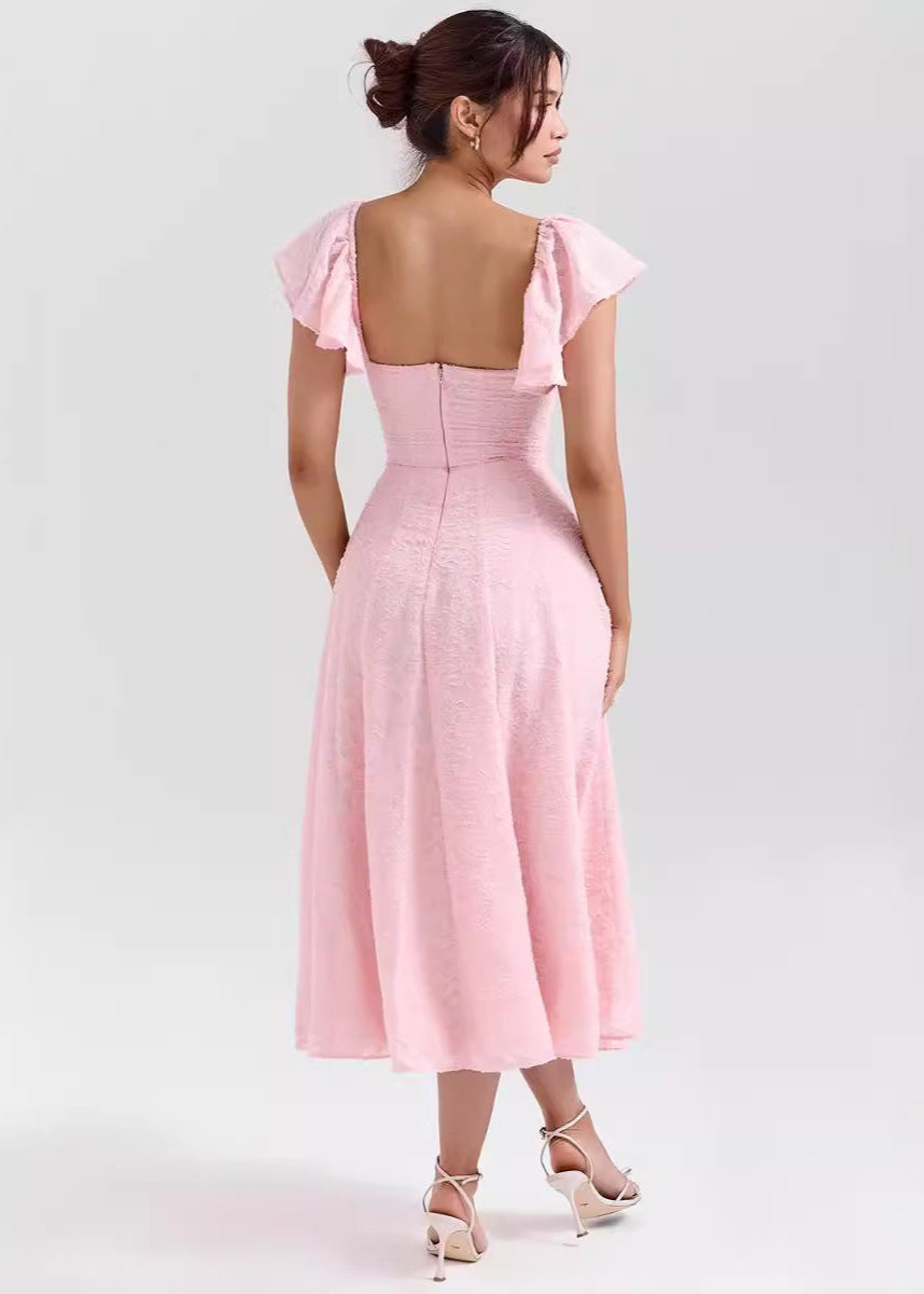 Midi Jurk Halter – Vintage Zomerjurk met Wijde Rok