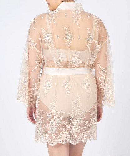 Rya Sleepwear Darling Champagne Lace Plus Size Robe 197X