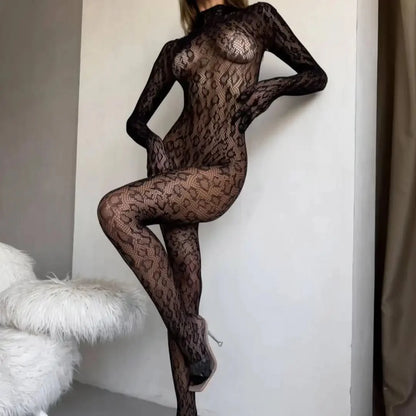 Serpent Backless Lace Catsuit