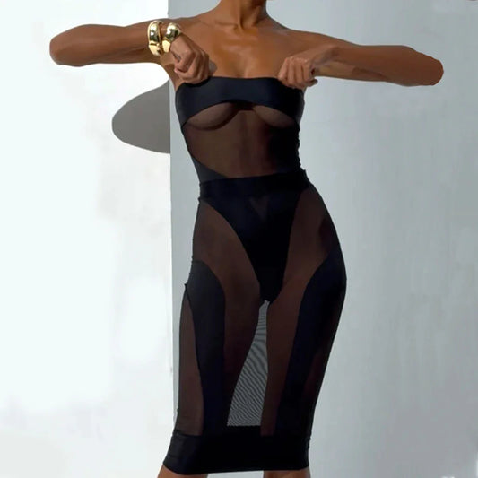 Sheer Temptation Mesh Bodysuit Set