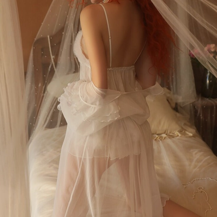 Floral Embroidery Lace Nightgown