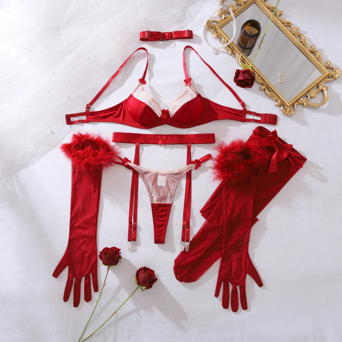 Velvet Bow Festive Lingerie Set