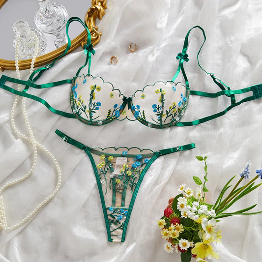 Wildflower Embroidery Lingerie Set