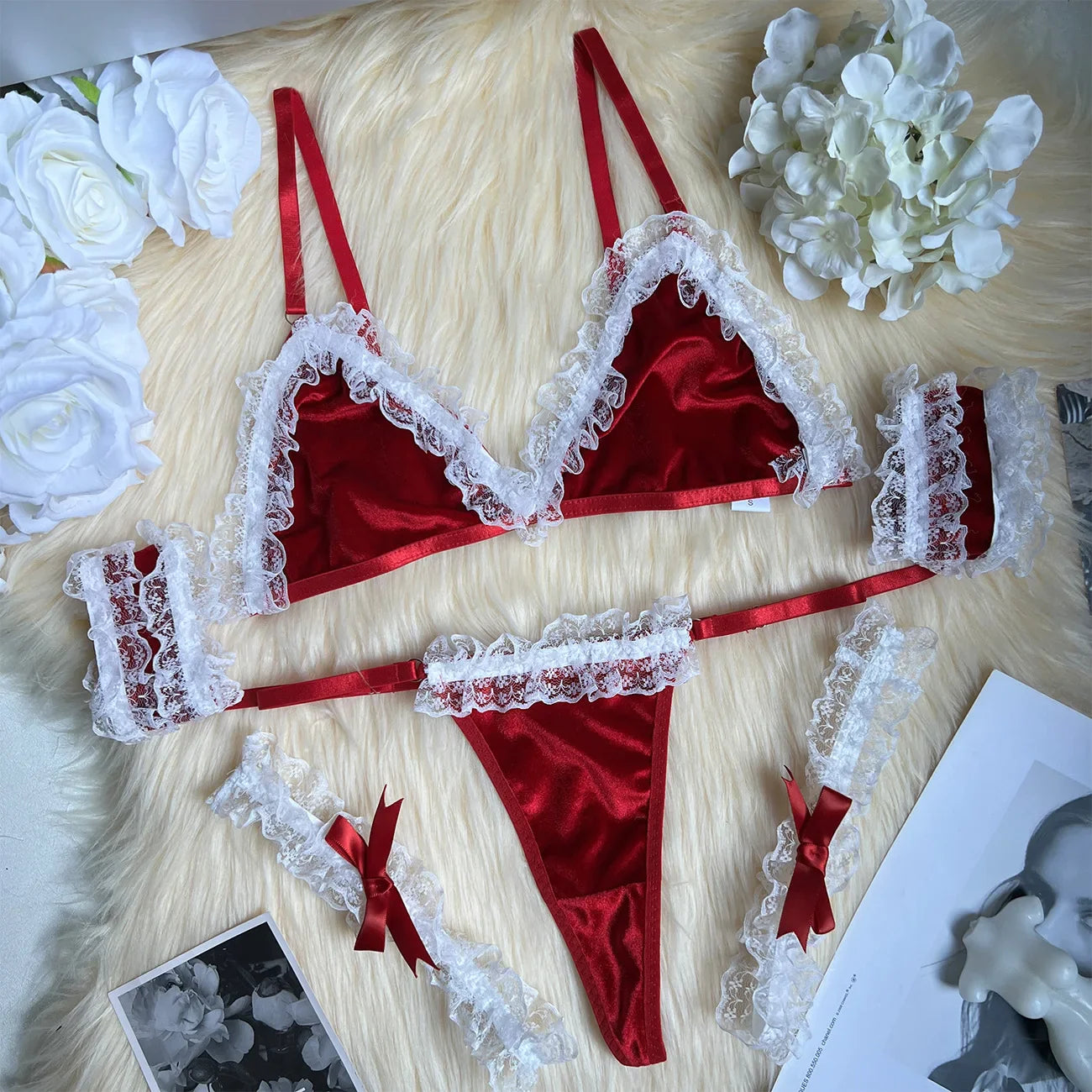 Satin Lace Lingerie Set